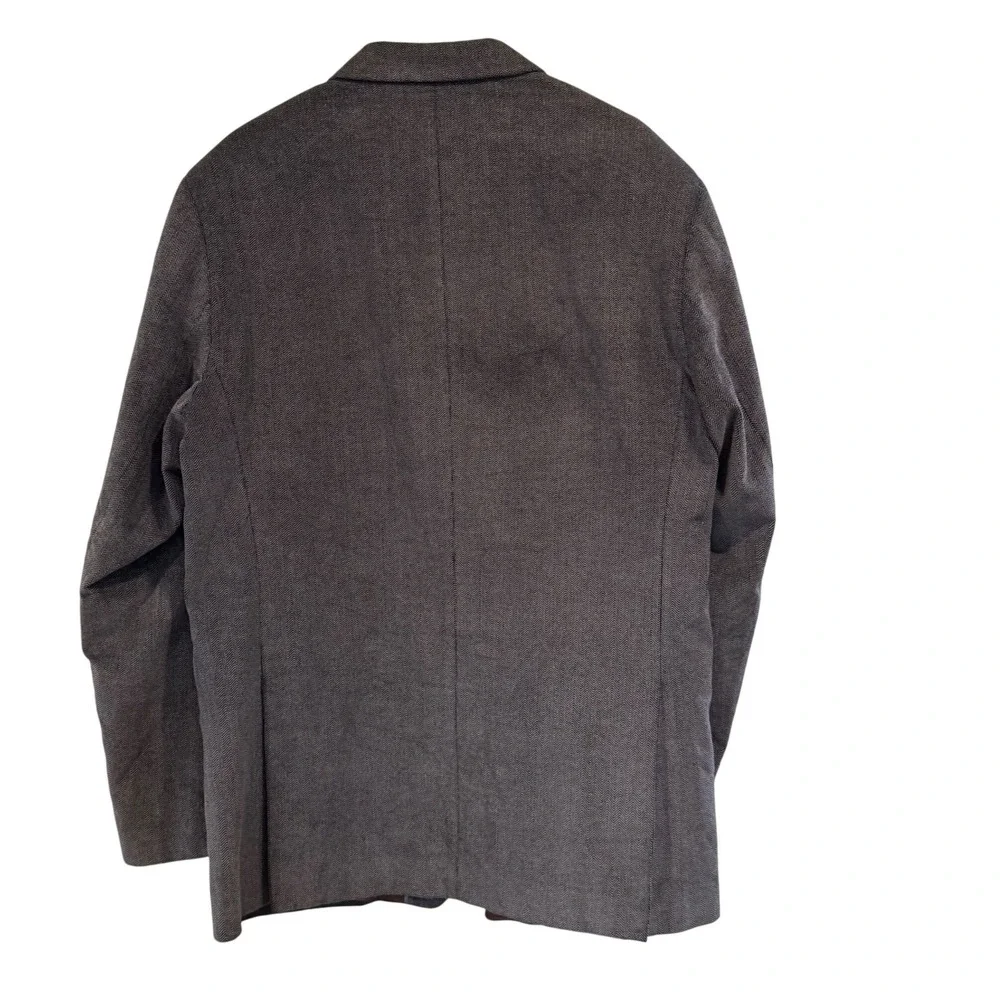 Michael Brandon Mens Herringbone Blazer Grey Black Cotton Sport Coat Size L 42